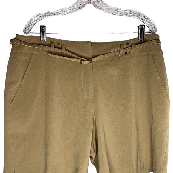 NWT Cache Brown Camel Tan Studded Preppy Shorts w/ Belt Plus Size 14 - Picture 2 of 8